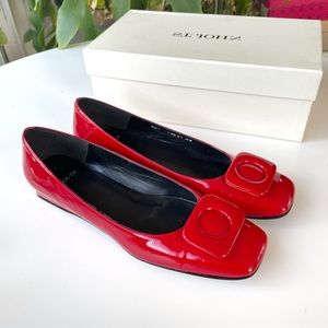 St. John flats red buckle patent leather AUTHENTIC